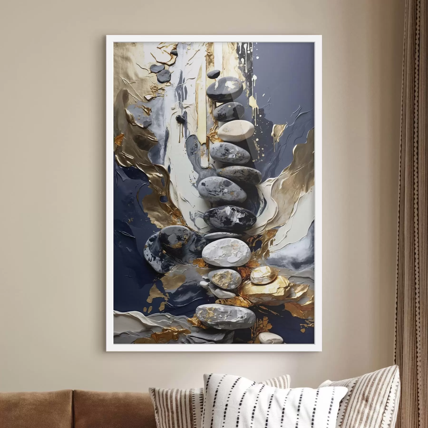 Fototapetai Abstrakti kompozicija su akmenimis ir tekstūringais potėpiais f48362