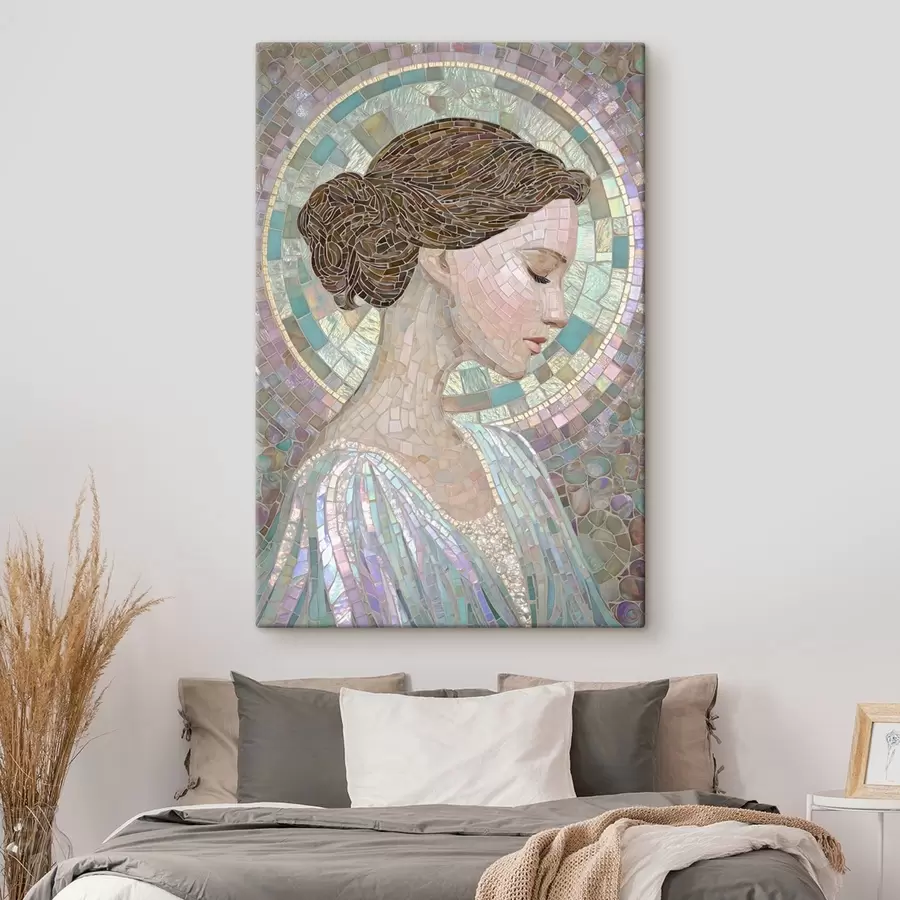 Paveikslėlis moters profilis vitražo stiliumi s48551