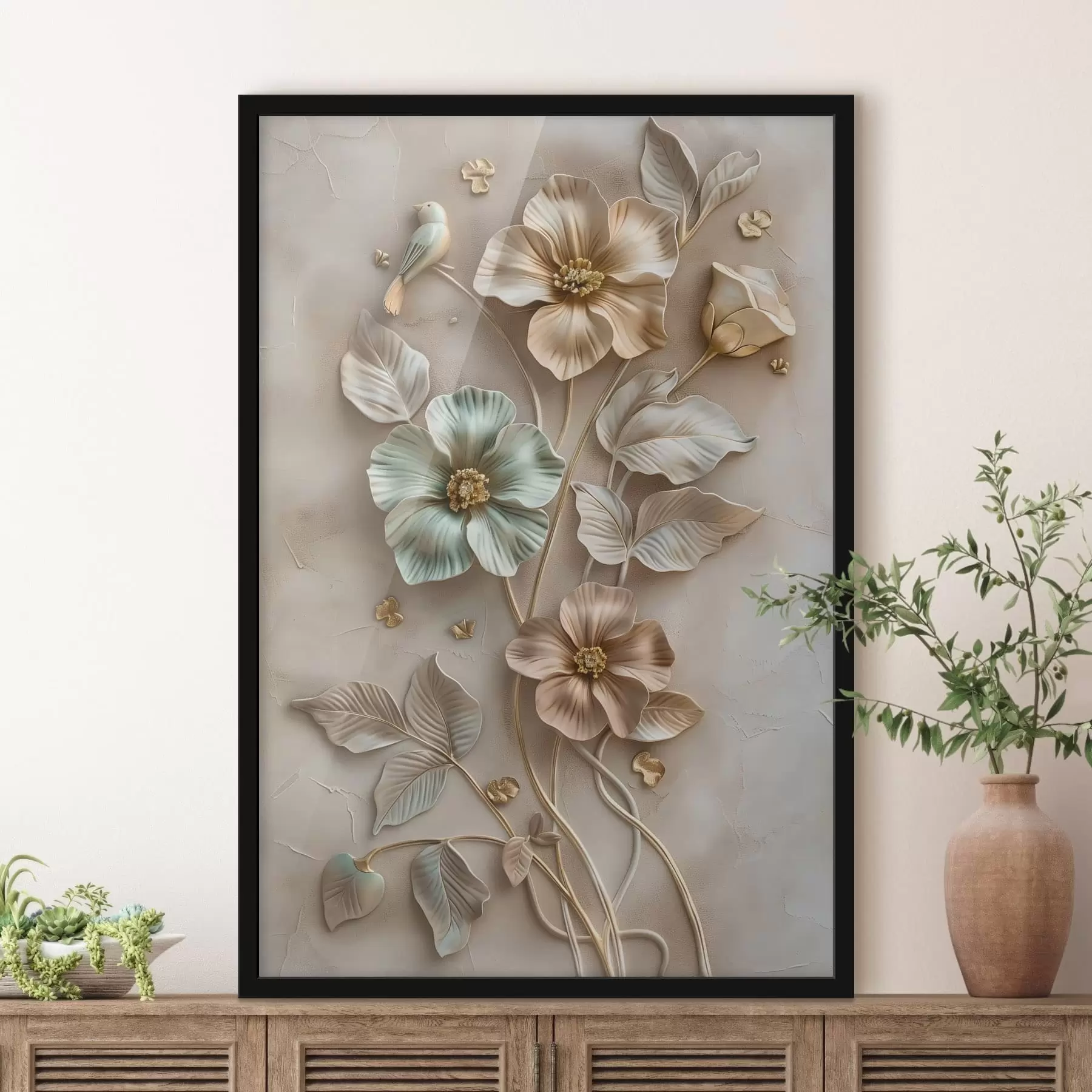 Fototapetai žydinti abrikosų šakelė, nutapyta akvarele f48527