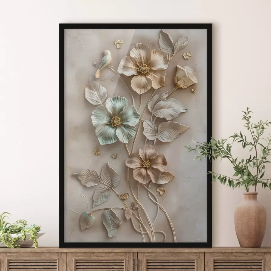 Fototapetai žydinti abrikosų šakelė, nutapyta akvarele f48527