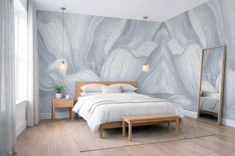 Fototapetai Abstrakti gėlė šaltų mėlynų atspalvių w05119v2