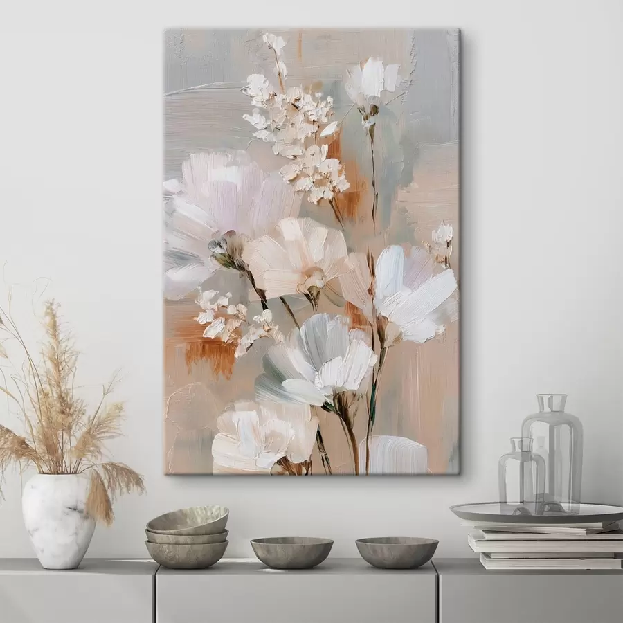 Paveikslėlis Gėlių kompozicija pastelinėmis spalvomis, tapyta aliejaus tapybos stiliumi s48194