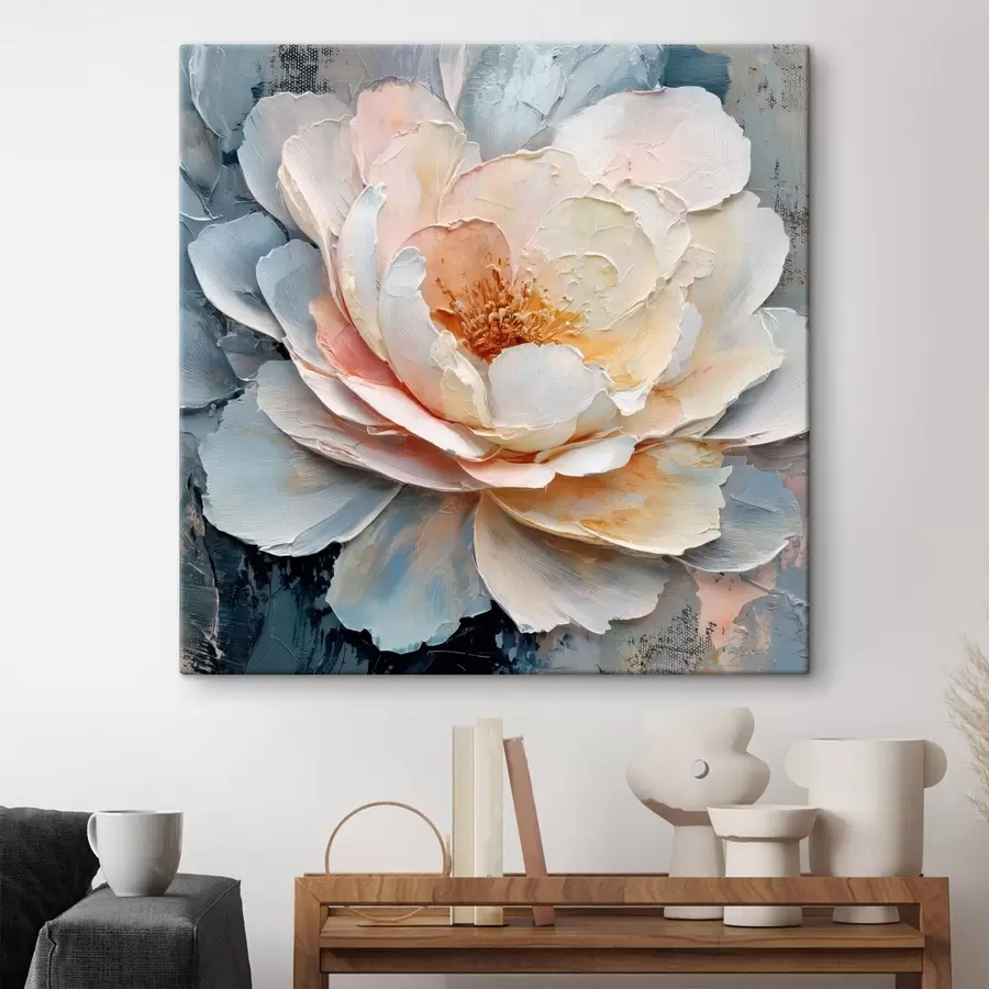 Paveikslėlis Gėlės artimas planas, nutapytas išraiškingais tekstūringais potėpiais šiuolaikinio tapybos stiliaus technika s48198