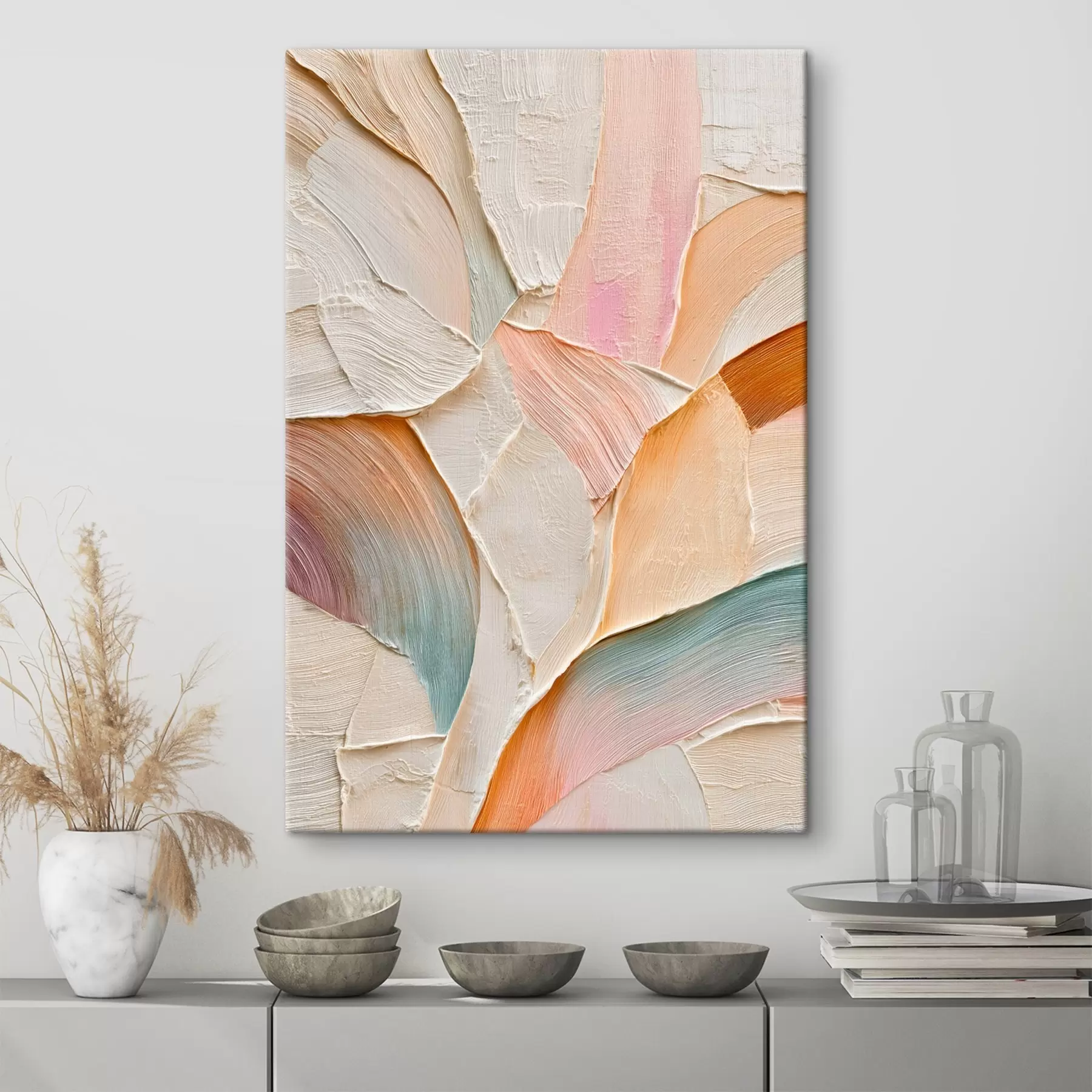 Paveikslėlis Abstraktus fonas su dinamiškais potėpiais persikų ir mėlynų atspalvių s48202