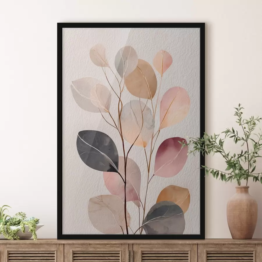 Fototapetai Abstrakti šaka smėlio ir koralų atspalviais, nutapyta akvarelės stiliumi f48188