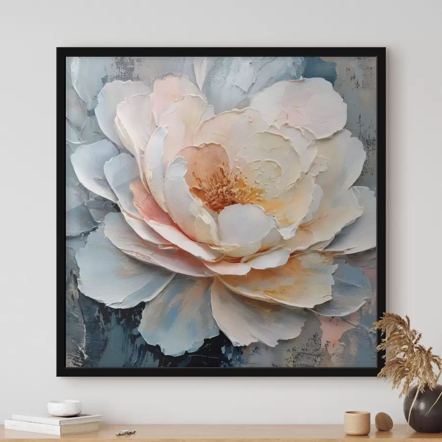 Fototapetai Gėlės artimas planas, nutapytas išraiškingais tekstūringais potėpiais šiuolaikinio tapybos stiliaus technika f48198