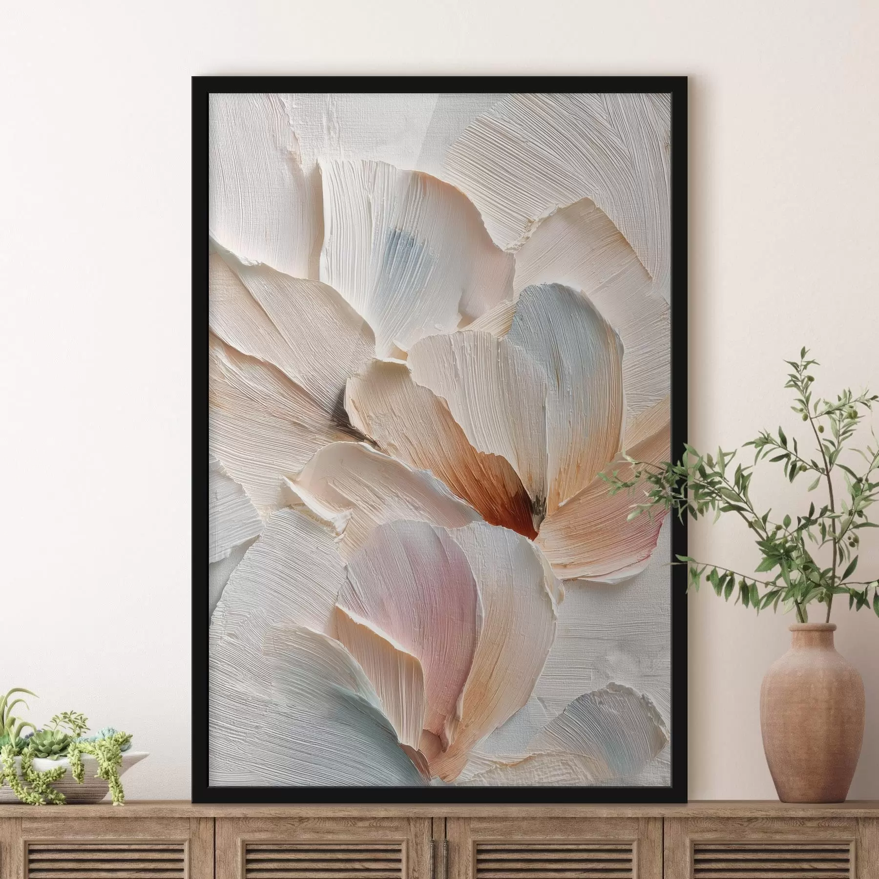 Fototapetai Stilizuota kompozicija su storais teptuko potėpiais ant šviesaus fono f48200