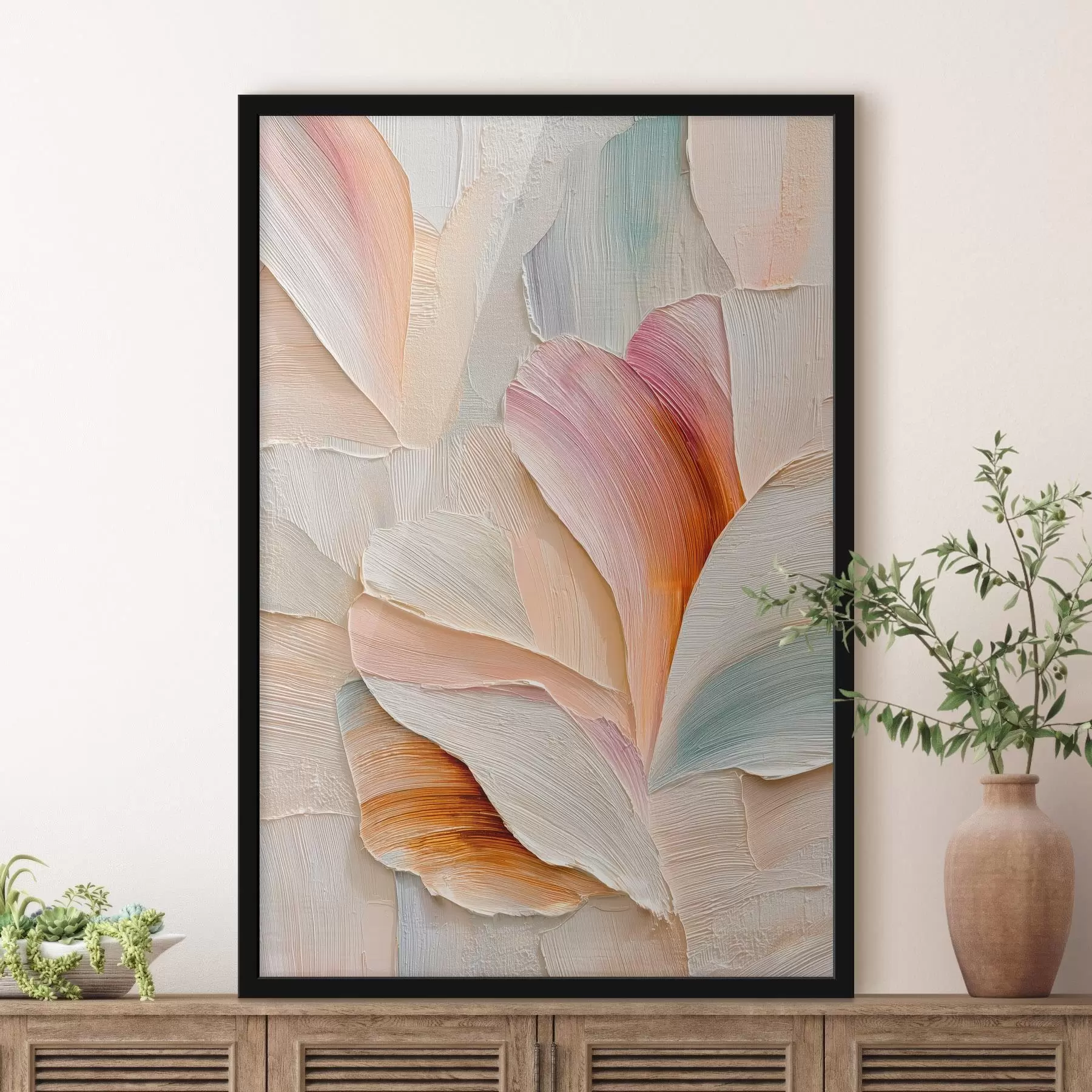 Fototapetai Meninė iliustracija su tūriniais žiedlapiais, atlikta šiuolaikinio tapybos stiliaus f48201