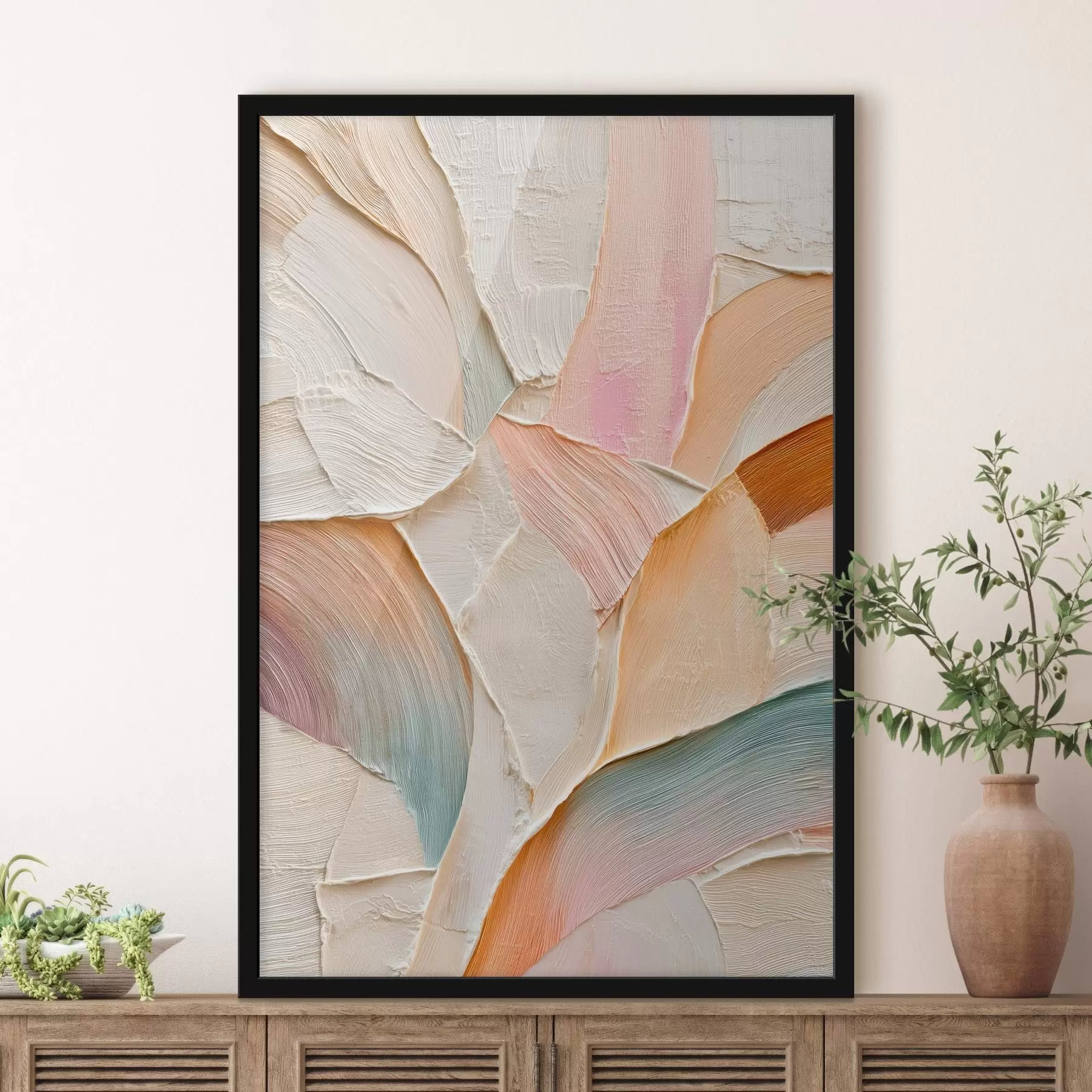 Fototapetai Abstraktus fonas su dinamiškais potėpiais persikų ir mėlynų atspalvių f48202