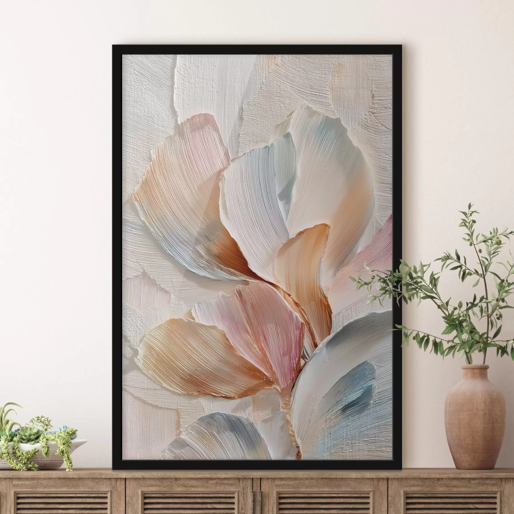 Fototapetai Stilizuota kompozicija su storais teptuko potėpiais ant šviesaus fono f48203