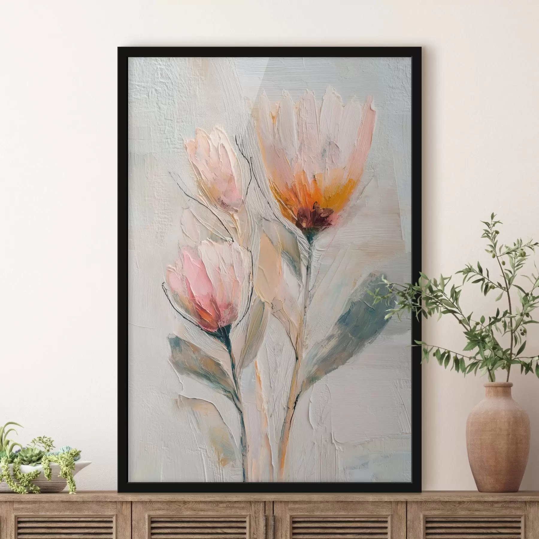 Fototapetai Proteų gėlių puokštė su stambaus potėpio efektu f48206