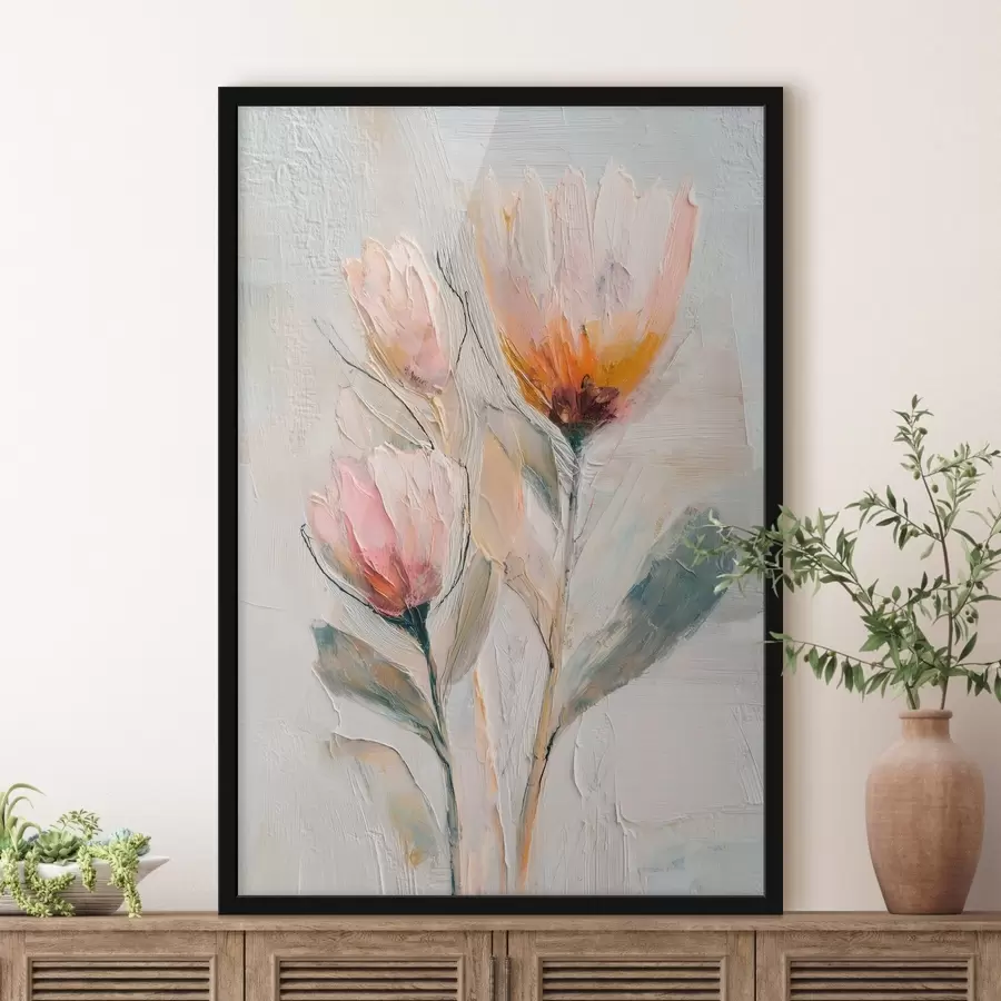 Fototapetai Proteų gėlių puokštė su stambaus potėpio efektu f48206