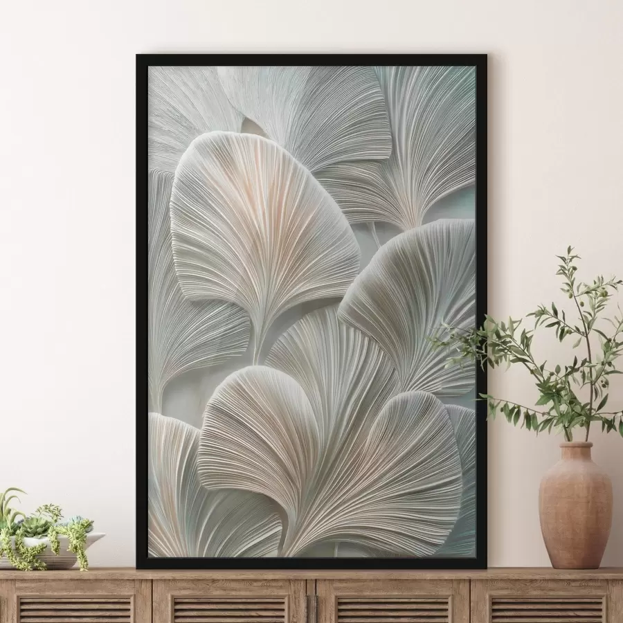 Fototapetai Meninė iliustracija su reljefiniais lapais, atlikta šiuolaikiniu bareljefo stiliumi f48210