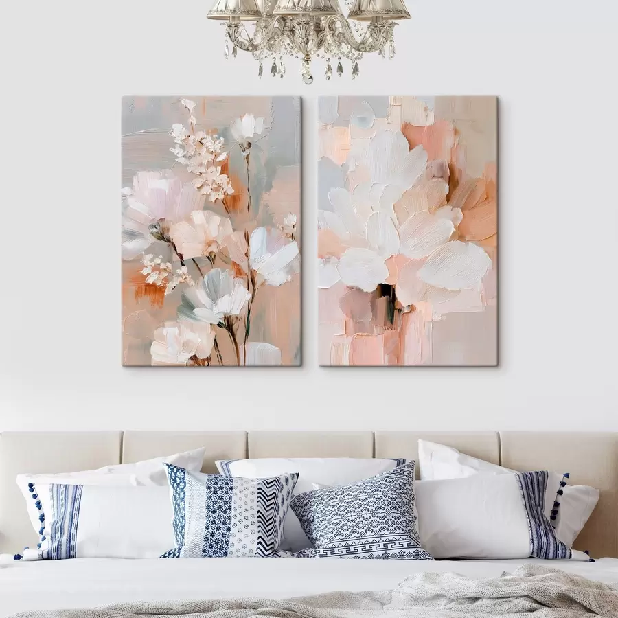 Paveikslėlis Abstrakčios šviesos gėlės, nutapytos išraiškingais potėpiais šiuolaikinio meno stiliumi m30137