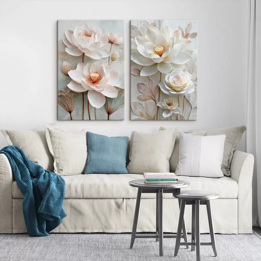 Paveikslėlis Išgryninta gėlių kompozicija su reljefiniais žiedlapiais, atlikta 3D iliustracijos stiliumi m30143