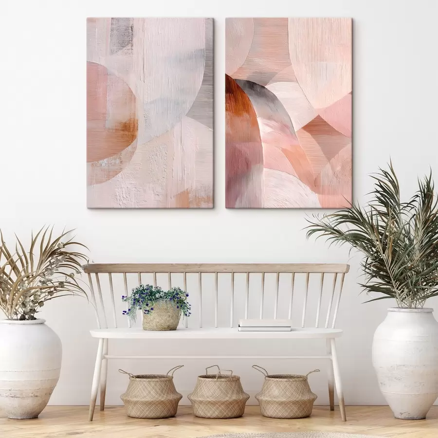 Fototapetai Šiltų atspalvių ir tekstūringų linijų harmonija dailės stiliaus kūriniuose m30146