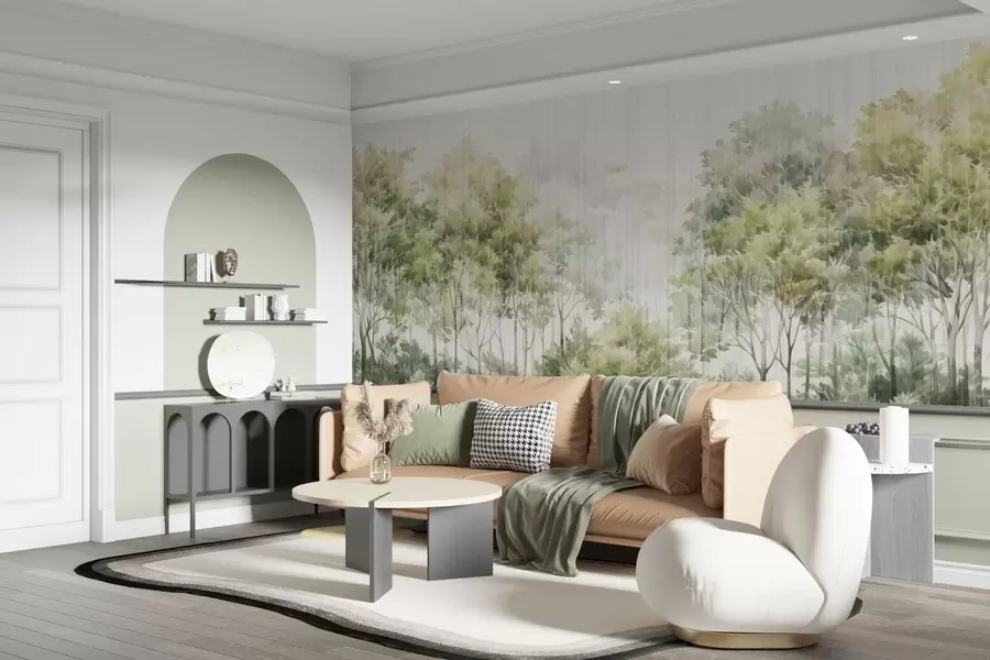 Fototapetai Žaliuojantis miškas ir linijos w05442