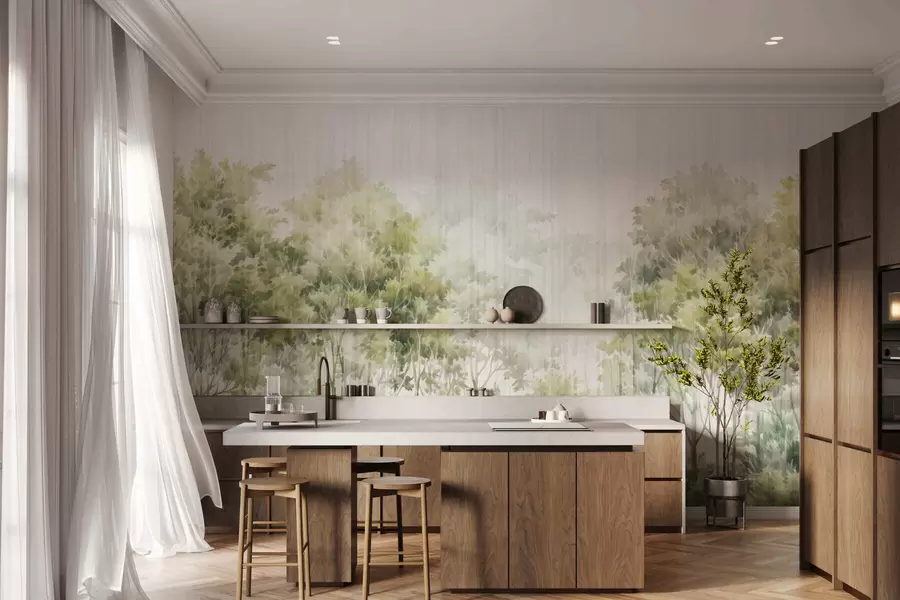 Fototapetai Žaliuojantis miškas ir linijos w05442