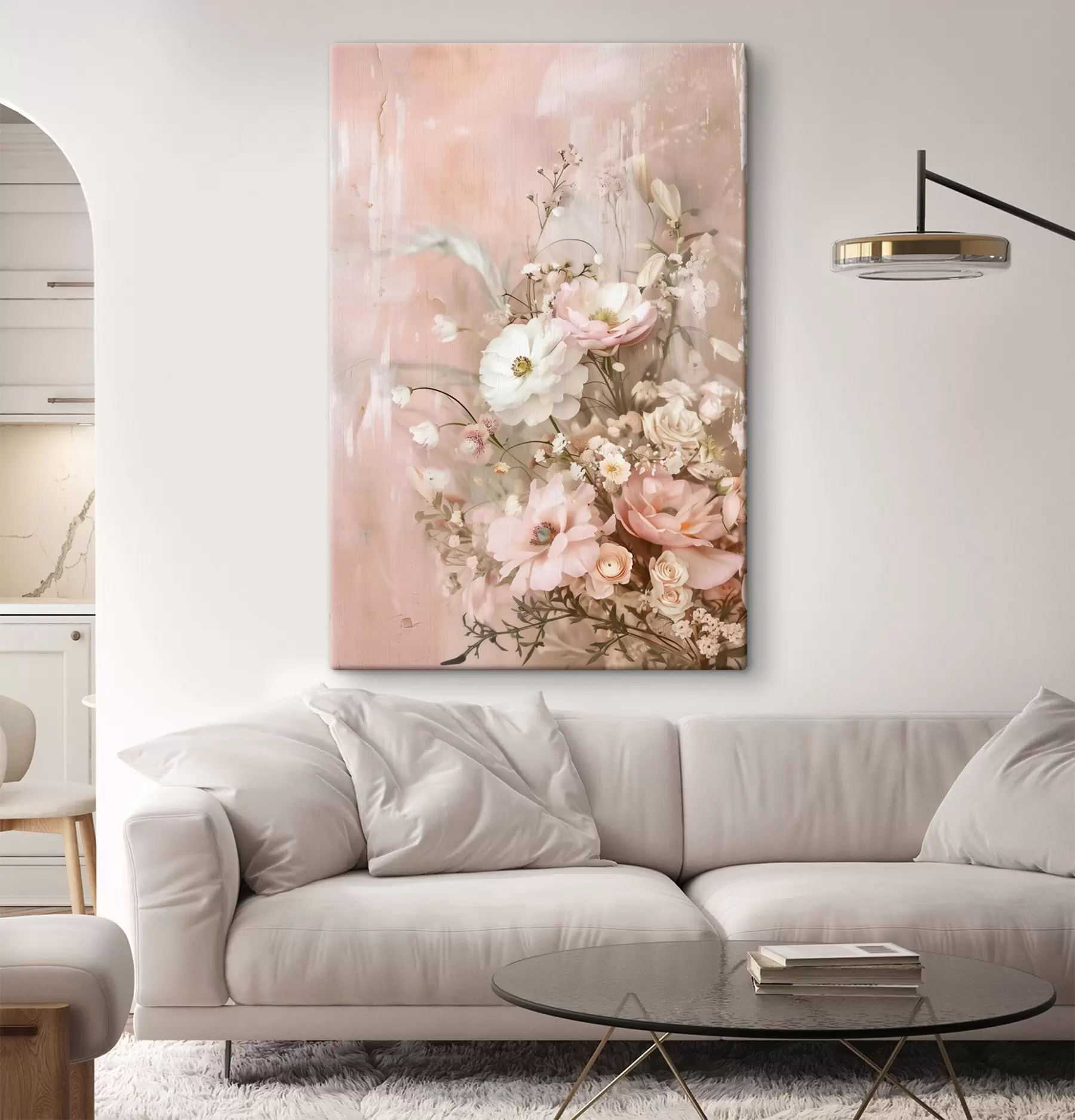 Fototapetai Gėlių kompozicija smėlio ir rožinių atspalvių s48564