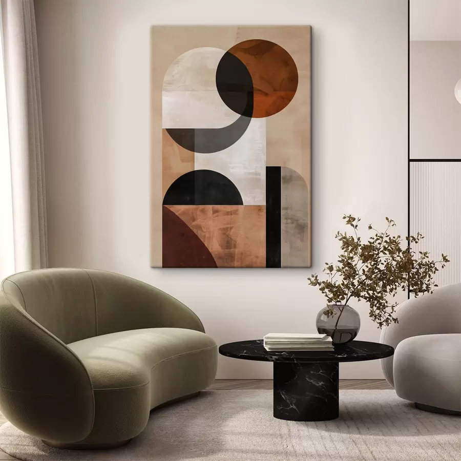 Paveikslėlis Geometrinė abstrakcija, smėlio spalvos ir juodos s48583