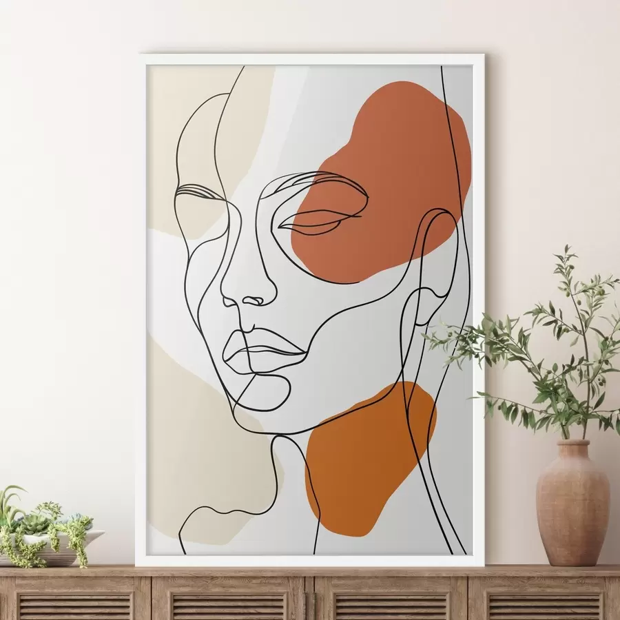 Fototapetai Abstrakčios veidų formos, linijinis piešinys f48569