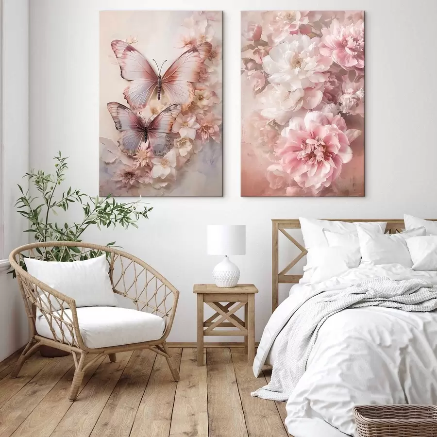 Paveikslėlis Rožinės gėlės, romantiškas stilius m30268