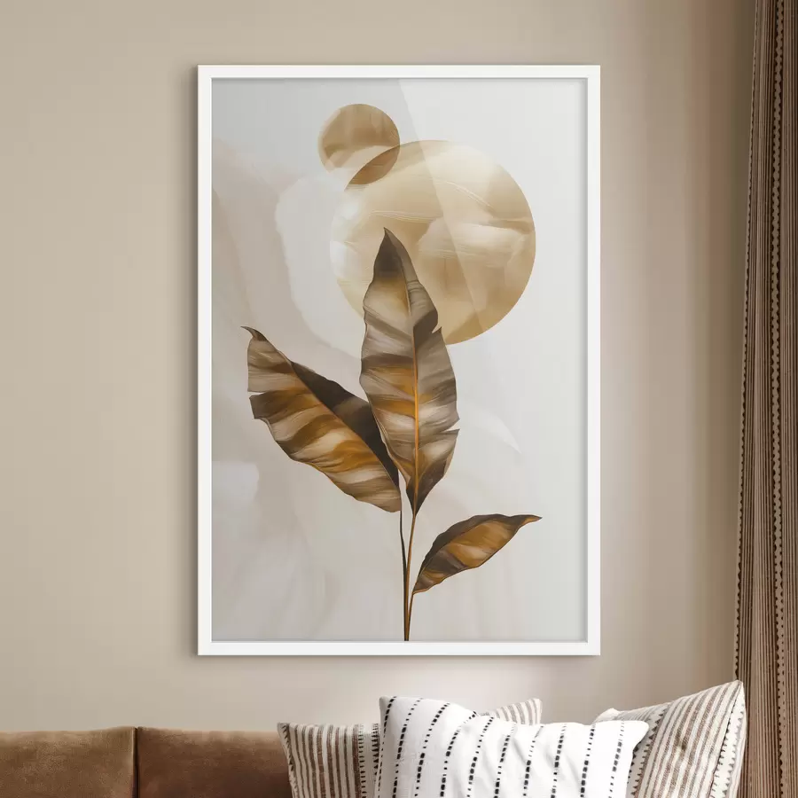 Fototapetai Abstrakti lapų ir apskritimų kompozicija f48614