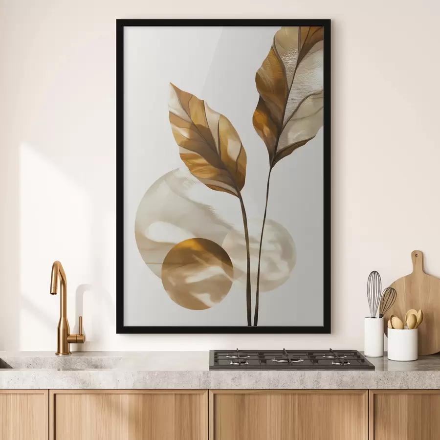 Fototapetai Abstrakti lapų ir apskritimų kompozicija f48615