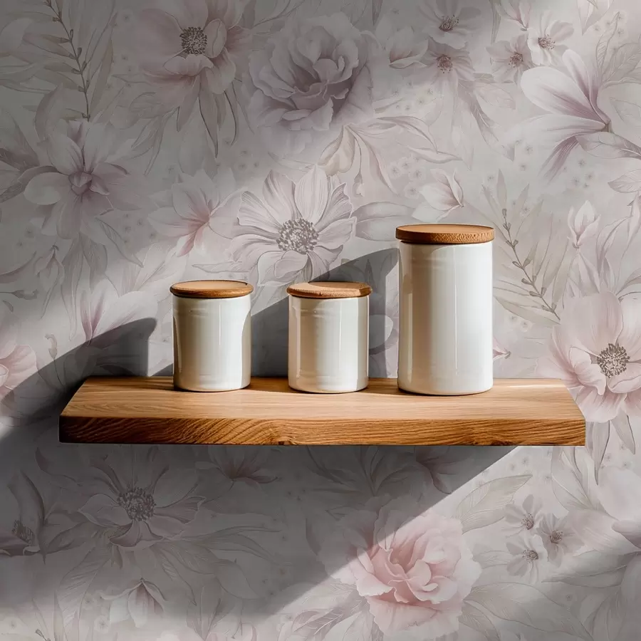 Fototapetai Šviesos raštas su dideliais, subtiliais žiedais a01133