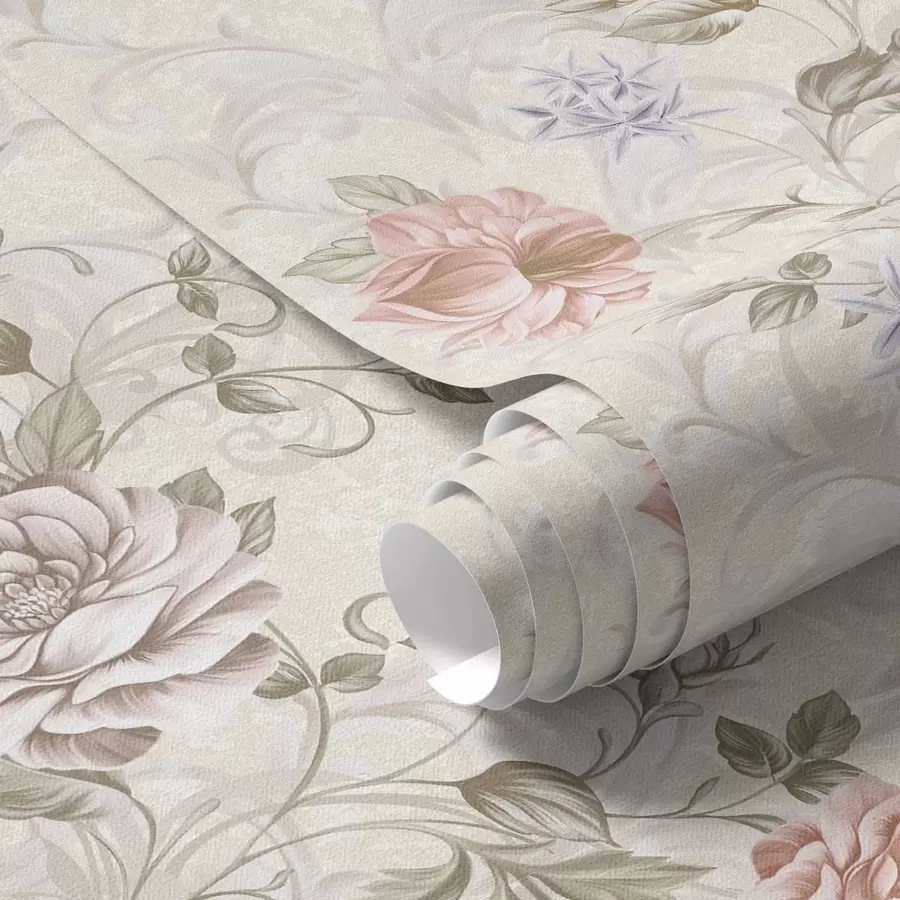 Fototapetai Didelės gėlės pastelinių atspalvių raštu a01154