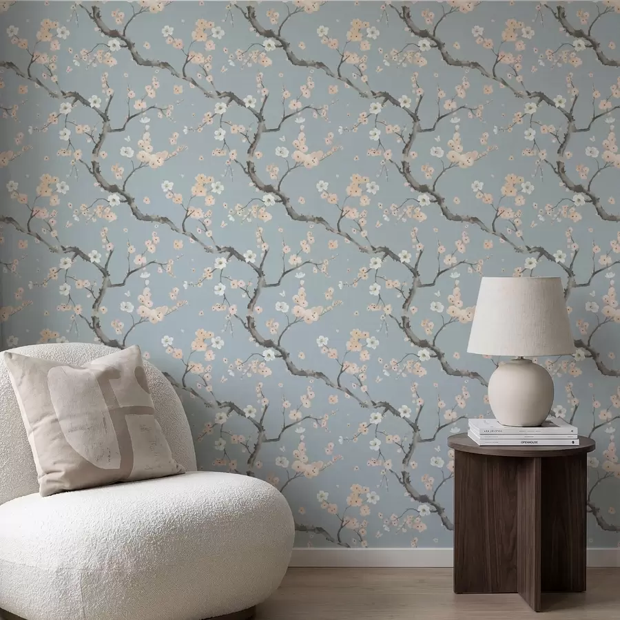 Fototapetai Žydinčios šakos mėlyname fone a01155