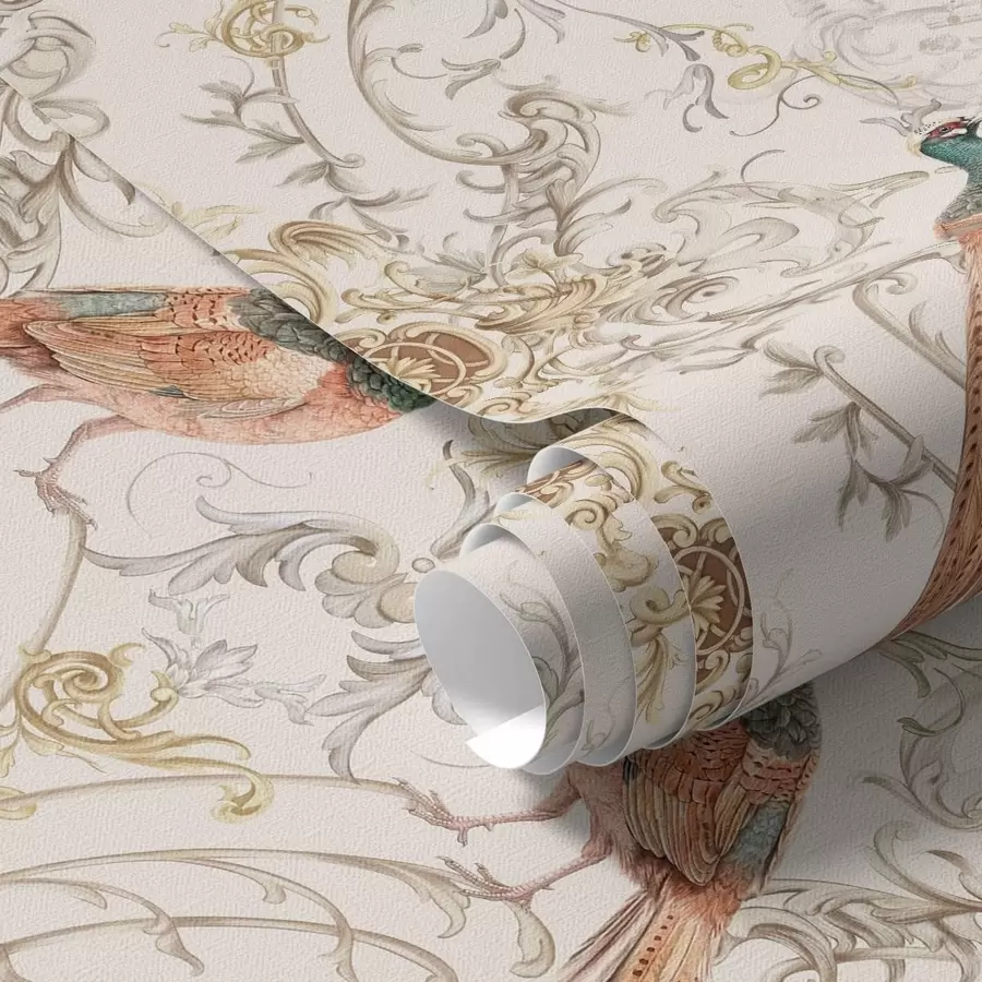 Fototapetai Dekoratyvinis raštas su paukščiais ir motyvais a01156