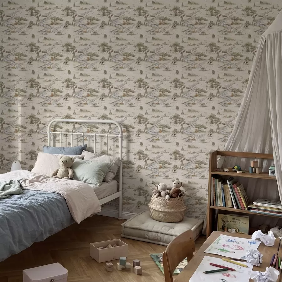 Fototapetai Gamtos iliustracija su gyvūnais ir upe a01157