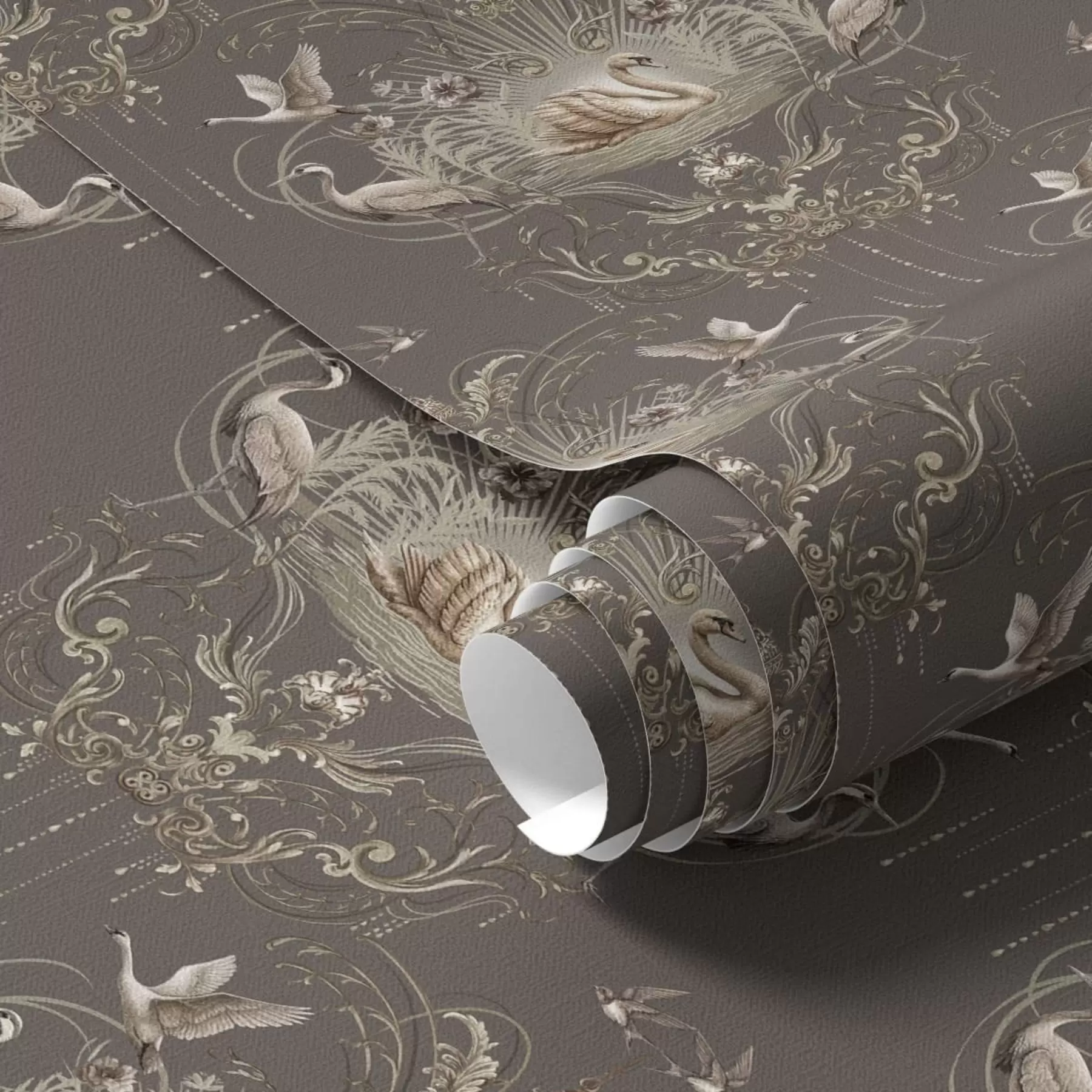 Fototapetai Klasikinio stiliaus papuošalas su gulbėmis ir paukščiais a01161