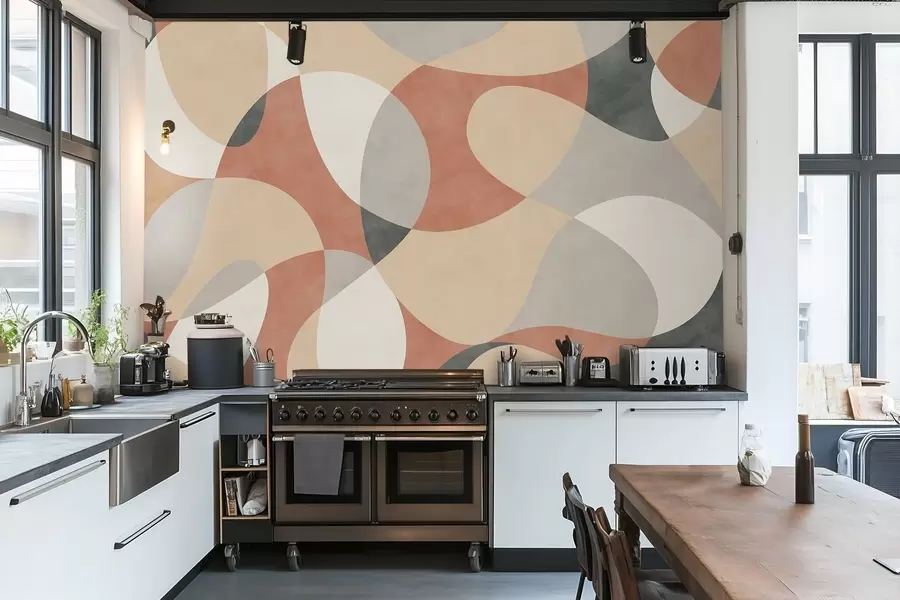 Fototapetai Abstraktus raštas su apvaliomis formomis šiltų atspalvių w05149v1