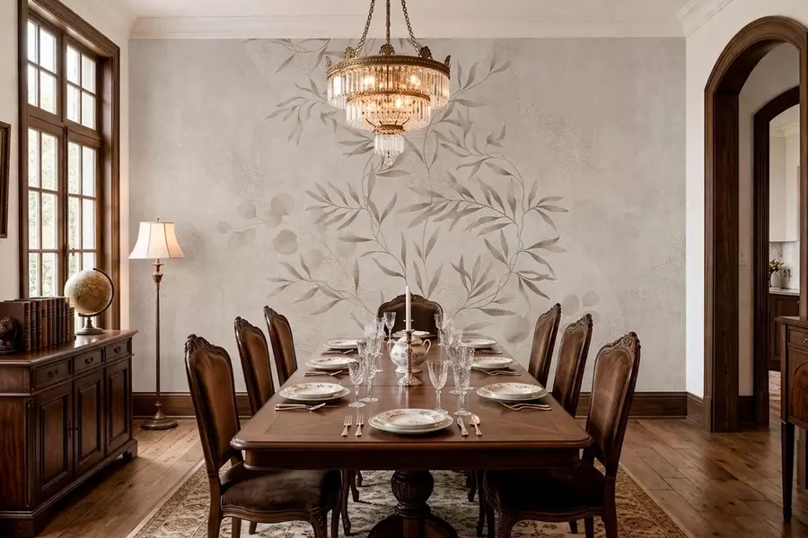 Fototapetai Botaninis raštas smėlio ir rudos spalvų atspalviais w05424v2