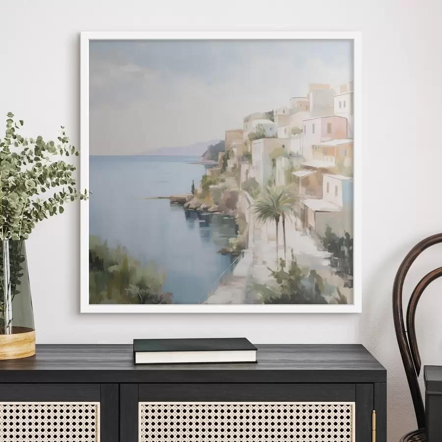 Fototapetai Pajūrio miesto peizažas, tapybos imitacija f48674