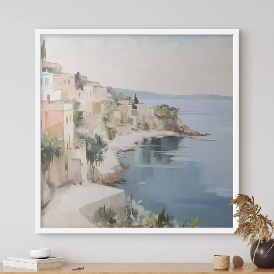 Fototapetai Pajūrio miestelio peizažas, tapybos imitacija f48675