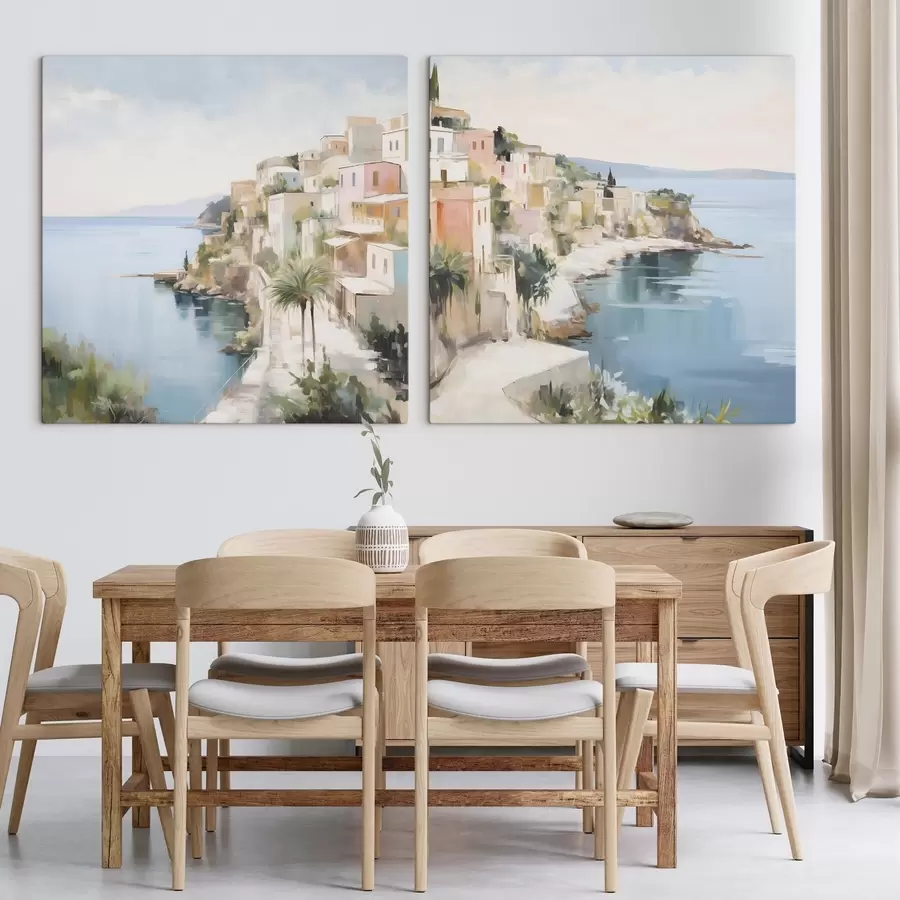 Paveikslėlis Pajūrio miesto peizažas, tapybos imitacija m30295