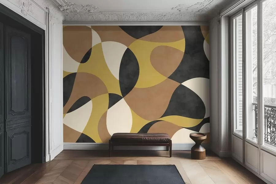 Fototapetai Abstraktus raštas su banguojančiomis formomis ir kontrastais w05149