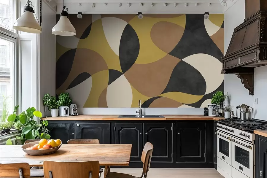 Fototapetai Abstraktus raštas su banguojančiomis formomis ir kontrastais w05149