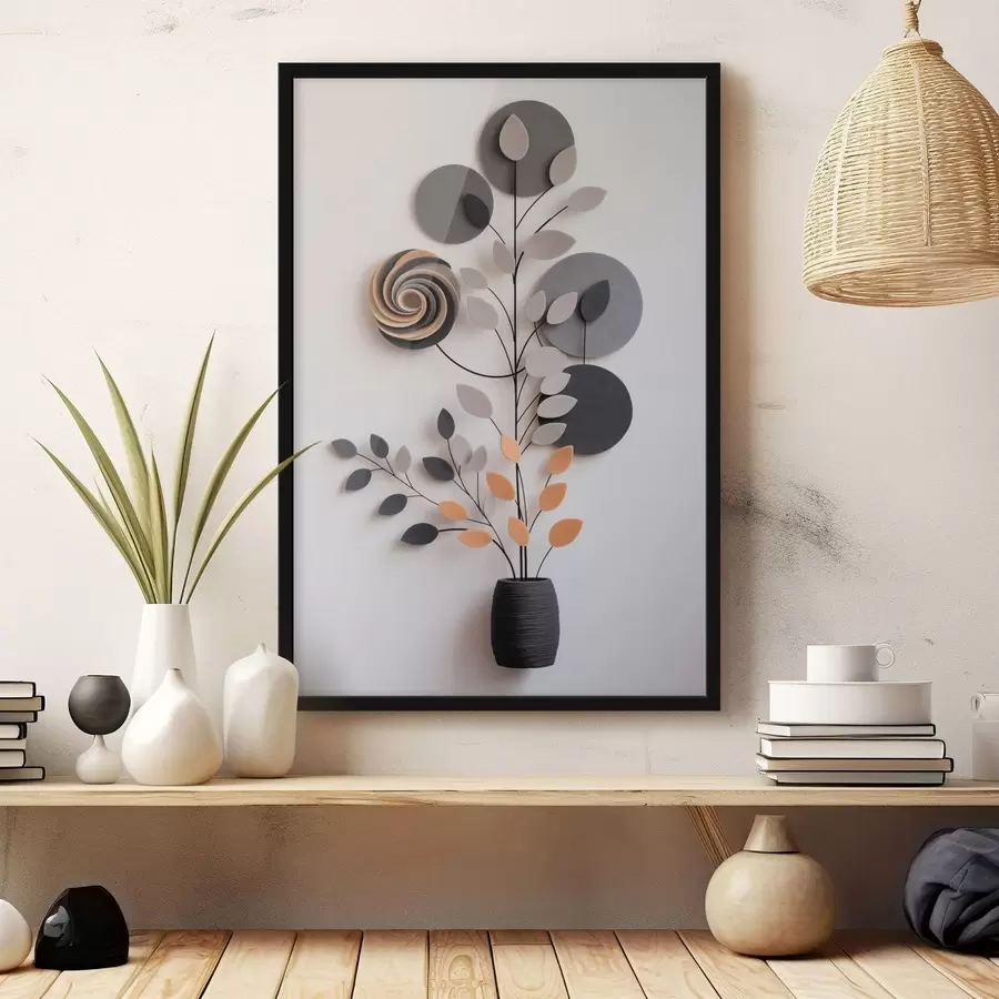 Fototapetai Dekoratyvinis augalas su apskritimais ir spiralės formos elementais f48599