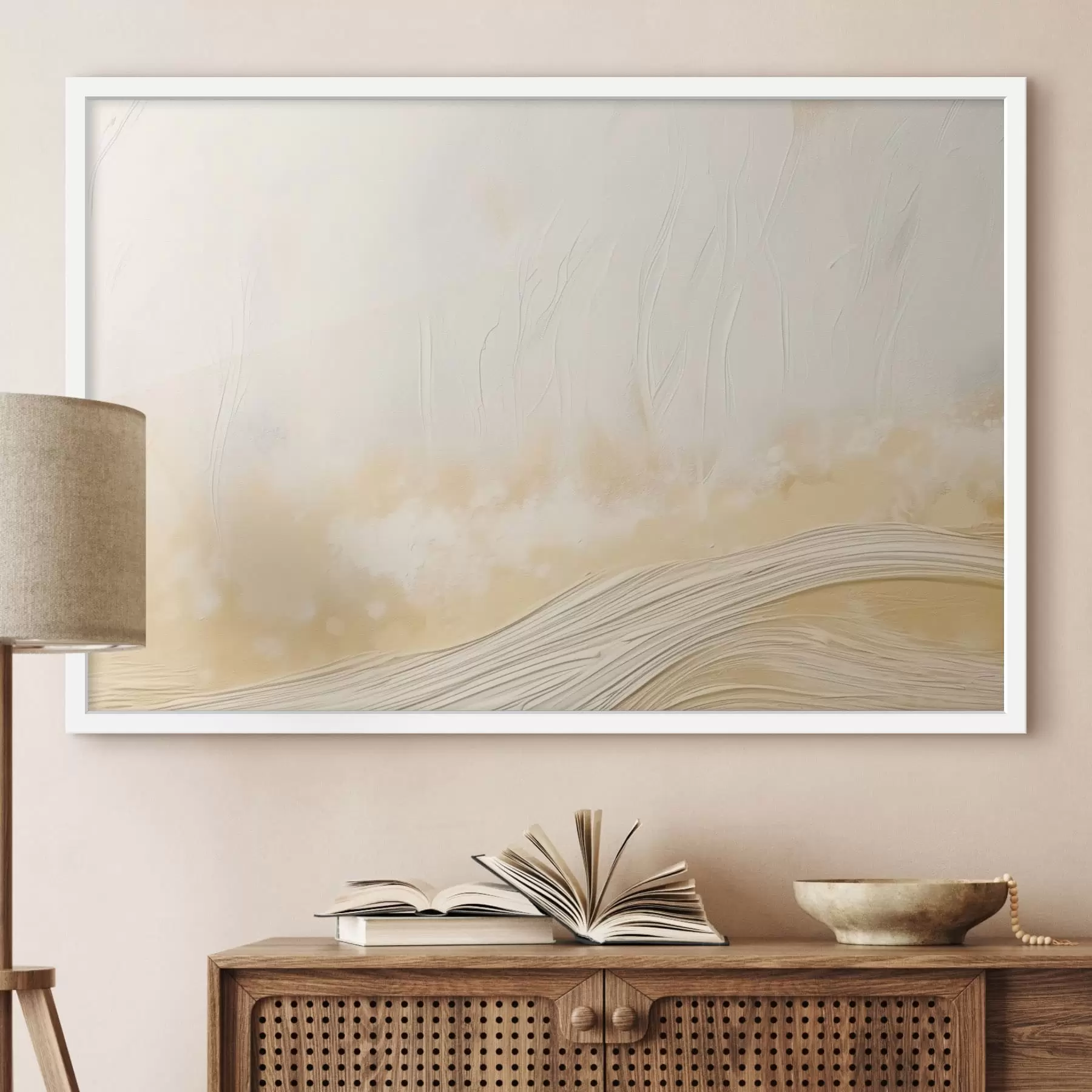 Fototapetai Abstraktus peizažas su švelniomis bangomis ir šviesiomis spalvomis f48617