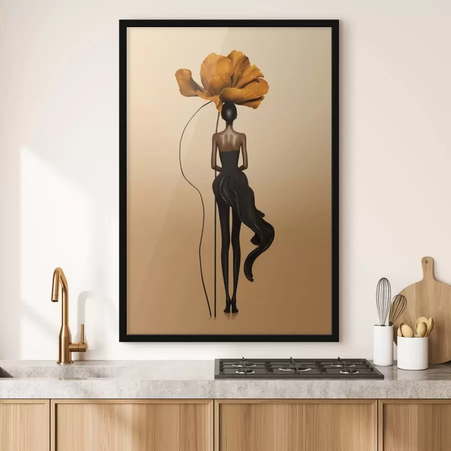 Fototapetai Stilizuota figūra su didele gėle vietoj galvos f48618