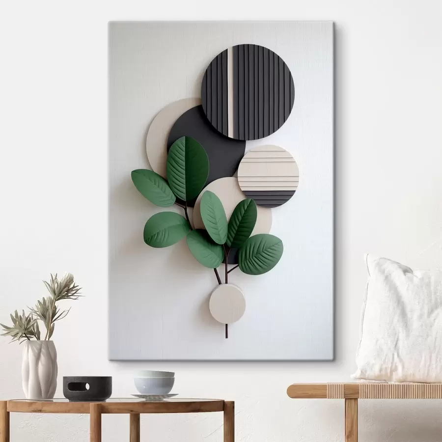 Paveikslėlis Žali lapai su apvaliais tekstūriniais elementais s48603