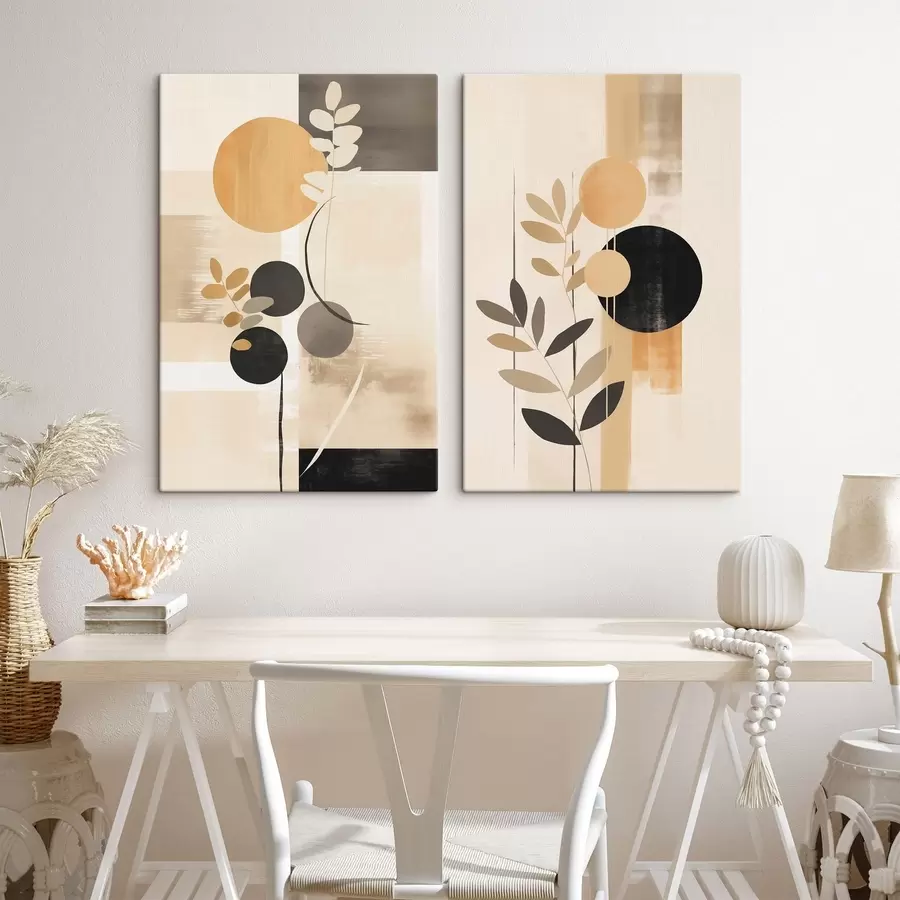 Paveikslėlis Abstrakcijos su lapais ir apskritimais m30133