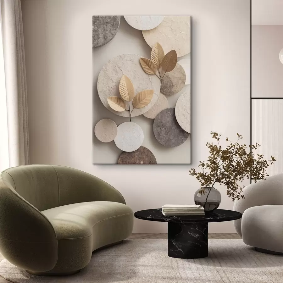 Fototapetai Kompozicija su lapais ir apskritimais s48692