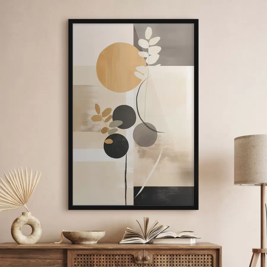 Fototapetai Abstrakcija su lapais ir apskritimais f48612