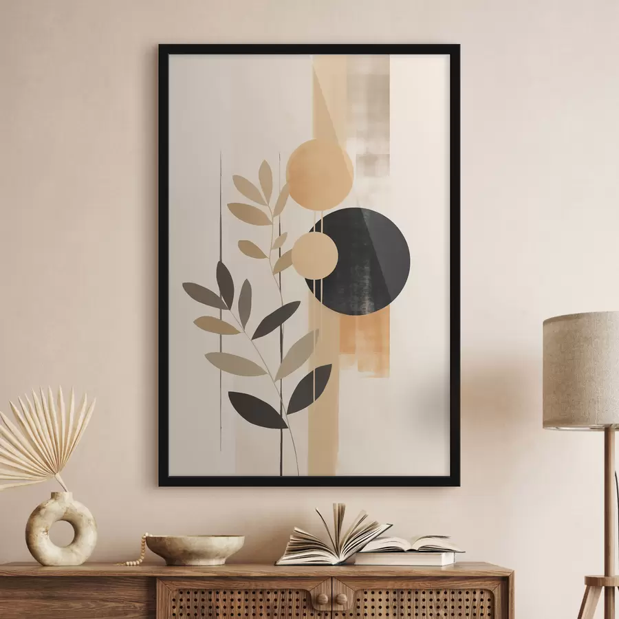 Fototapetai Abstrakcija su lapais ir apskritimais f48613