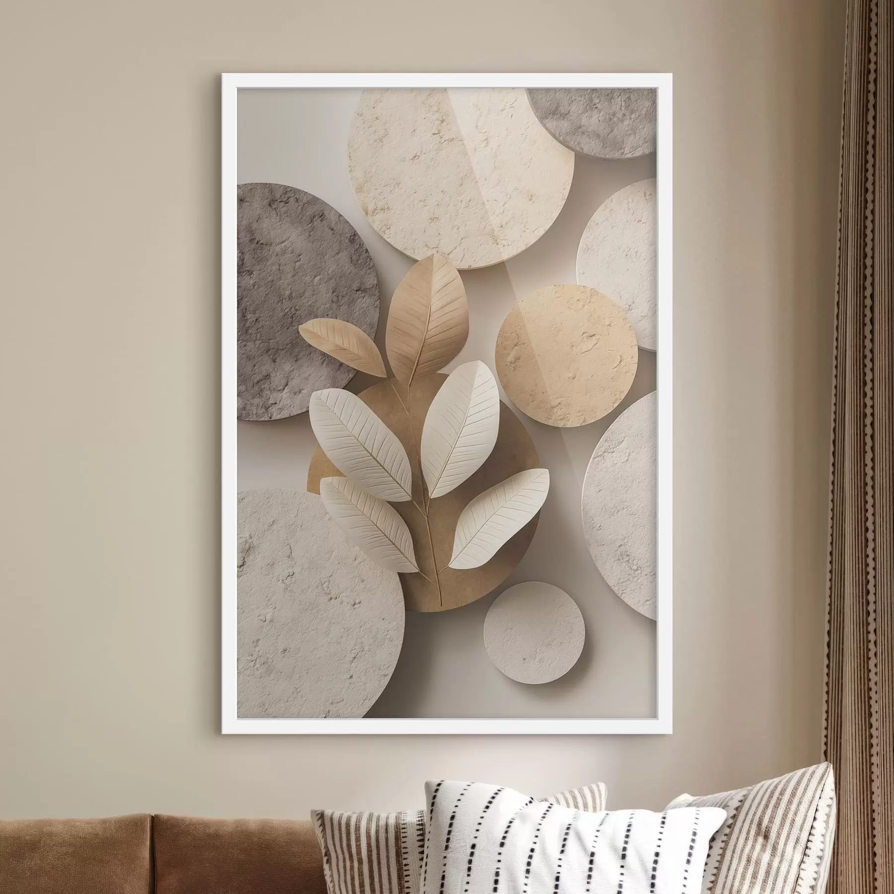 Fototapetai Kompozicija su lapais ir apskritimais f48691